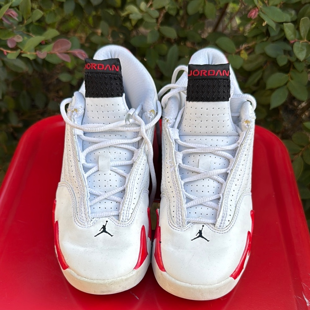 Jordan 14 retro White and Red High-Top Sneakers